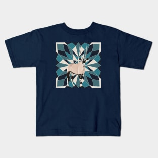 Oryx Antelope From Africa Blue Geometric Background Kids T-Shirt